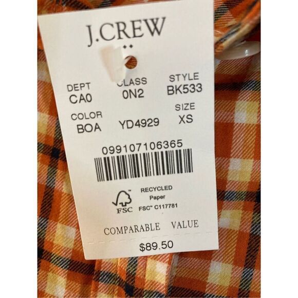 J. Crew Factory Plaid Flannel Shirt Size XS (B5) - Picture 8 of 11